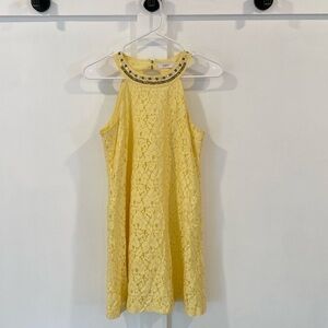 CANDIE’S yellow lace halter neck dress